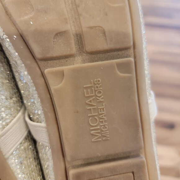 Michael Kors Glittery Rover Day Sandsilver Bow Slip On Ballet Flats - Picture 13 of 14